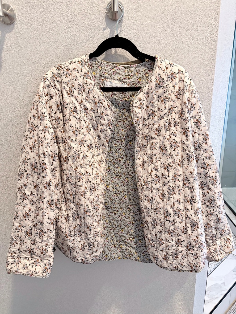 English Factory Cream Quilted Floral Jacket